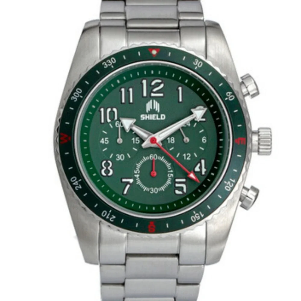 Brand New - Shield  Exley Quartz Green Dial Stainless Steel Men's Watch.